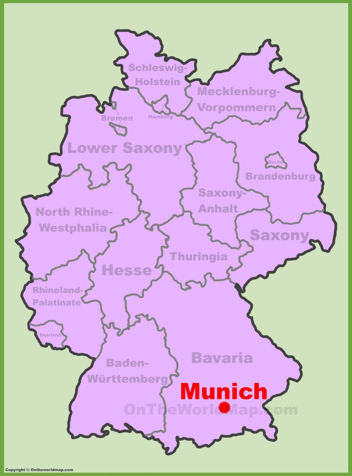 地図のミュンヘンの位置