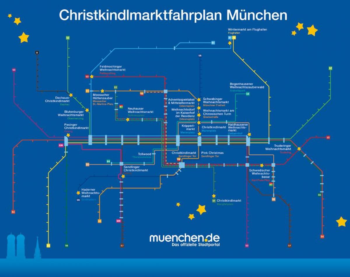 地図のミュンヘン-クリスマス市場