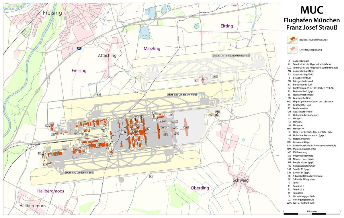 ミュンヘン空港地図 ミュンヘン空港ターミナルビルの地図 ローワーバヴァリアのバヴァリアドイツ