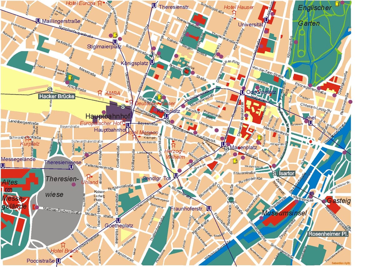 地図のミュンヘンのナイトライフ