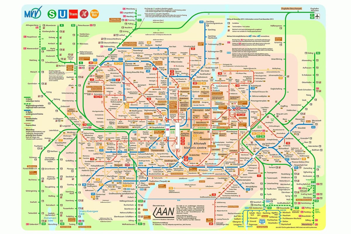 ミュンヘンの公共交通機関の地図