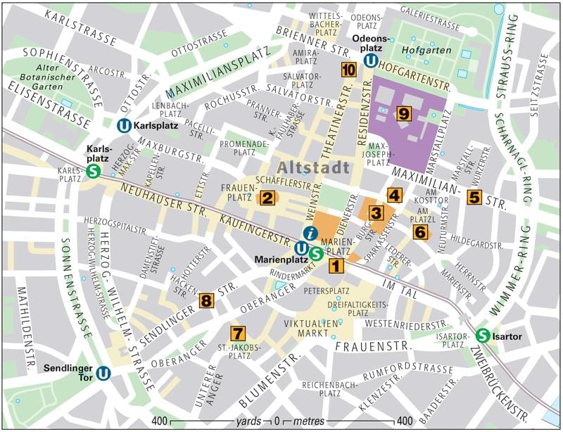 地図のミュンヘン旧市街