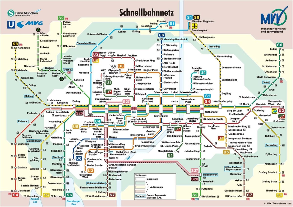 ミュンヘンの鉄道駅の地図