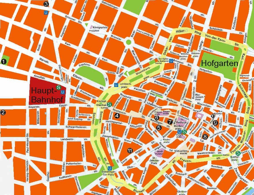 地図のミュンヘンのビヤホール