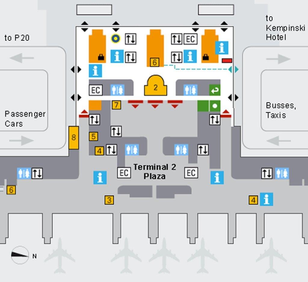 地図のミュンヘン空港に到着