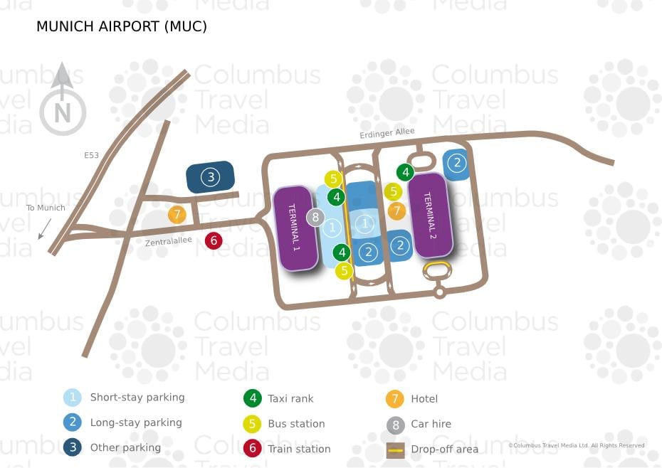 地図のミュンヘン空港駅