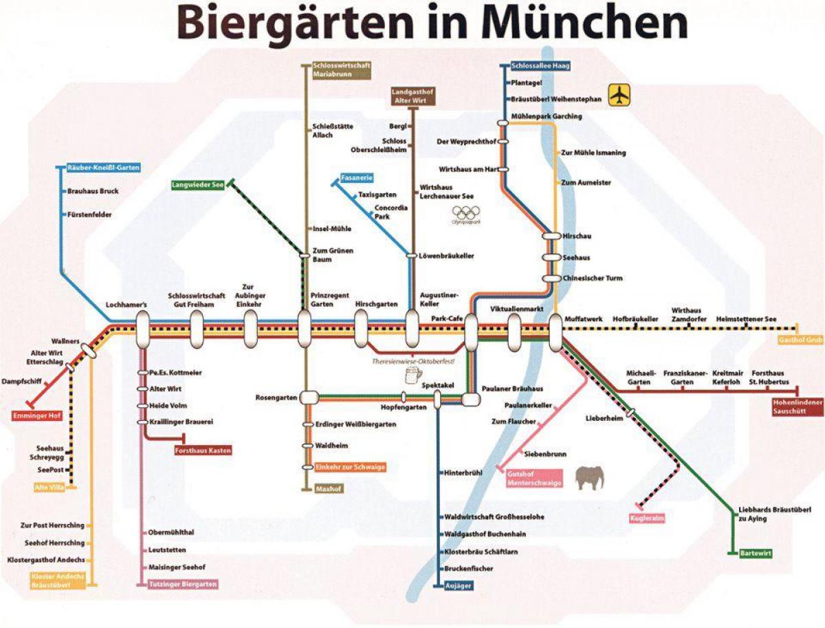 地図のミュンヘンのビール園