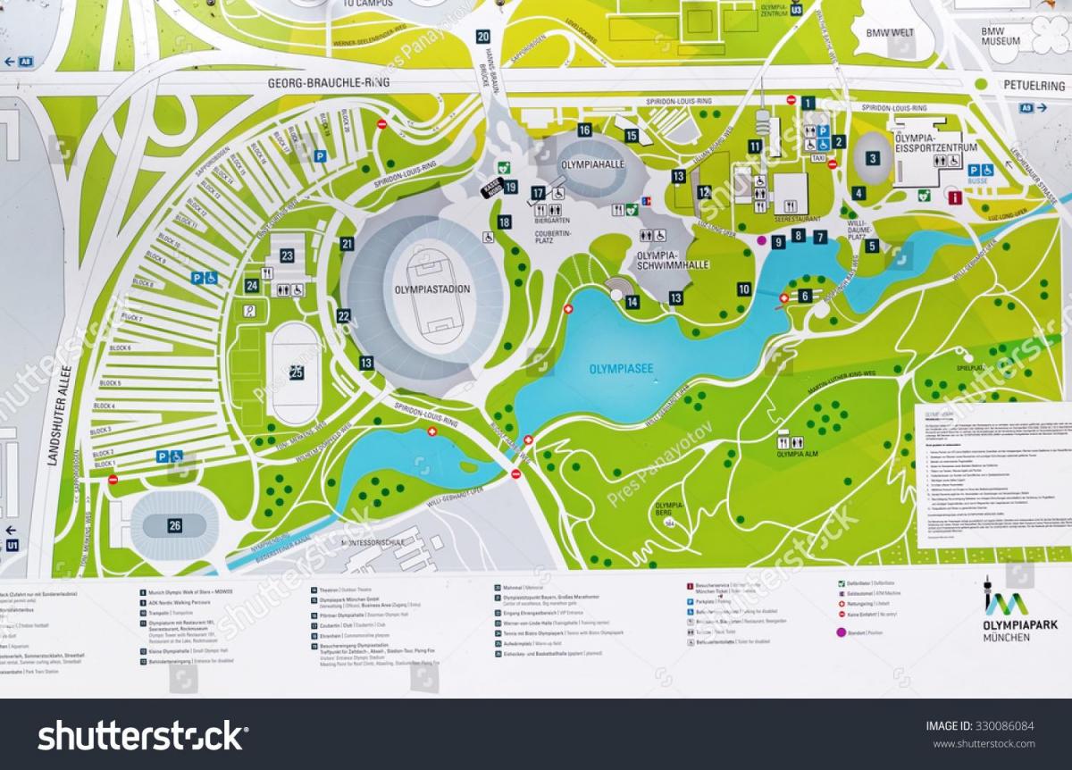 地図のミュンヘンオリンピック公園