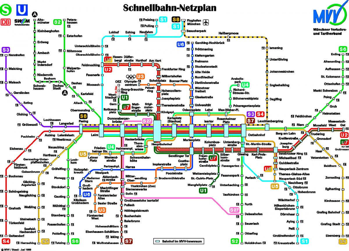地図のミュンヘンメトロ