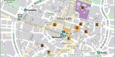 地図のミュンヘン旧市街