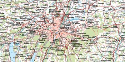 地図のミュンヘン周辺の都市